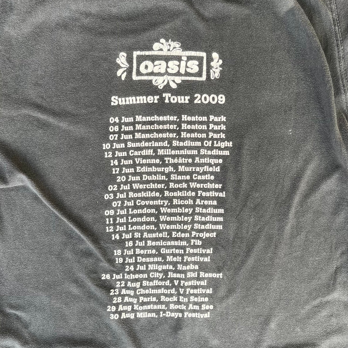 Oasis Summer 2009 Tour T-Shirt