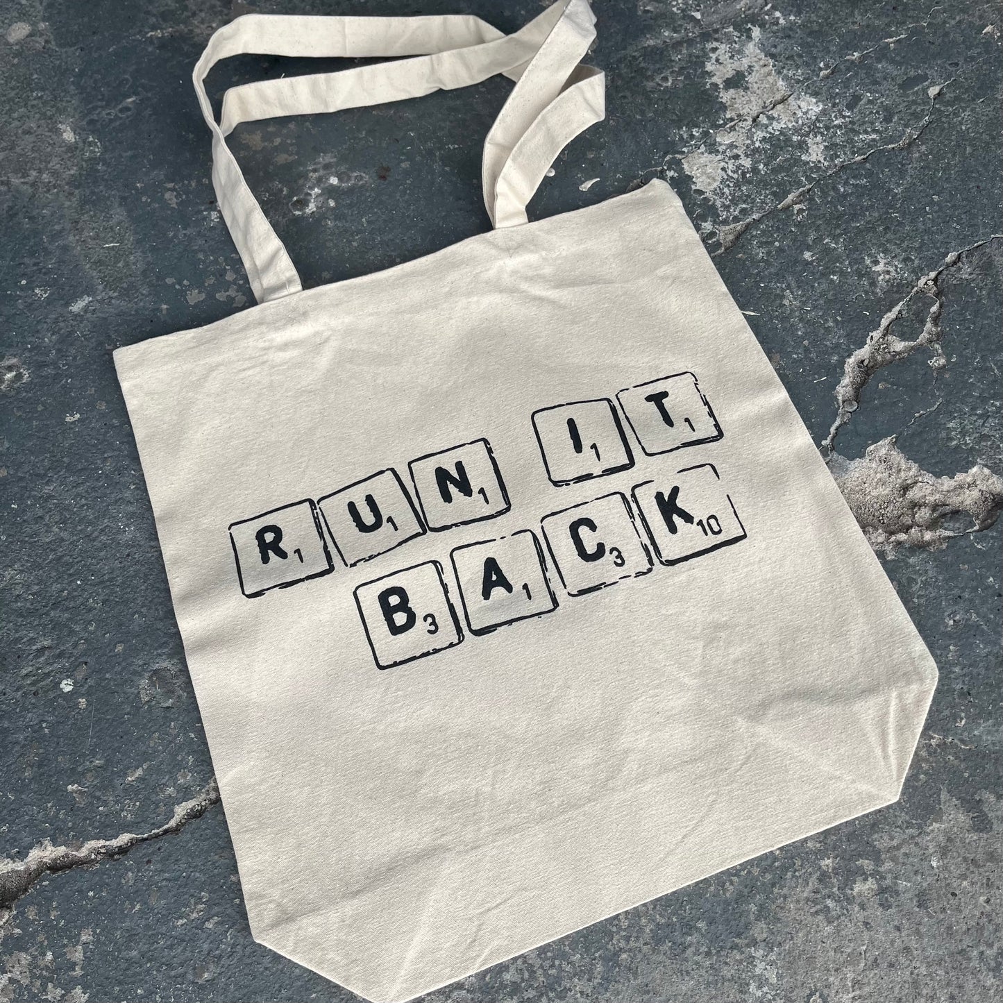 RUN IT BACK Scrabble Tote