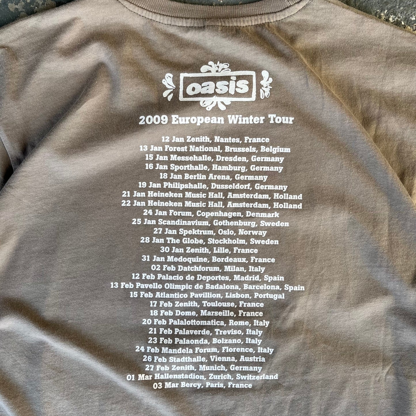 Oasis Winter 2009 European Tour T-Shirt