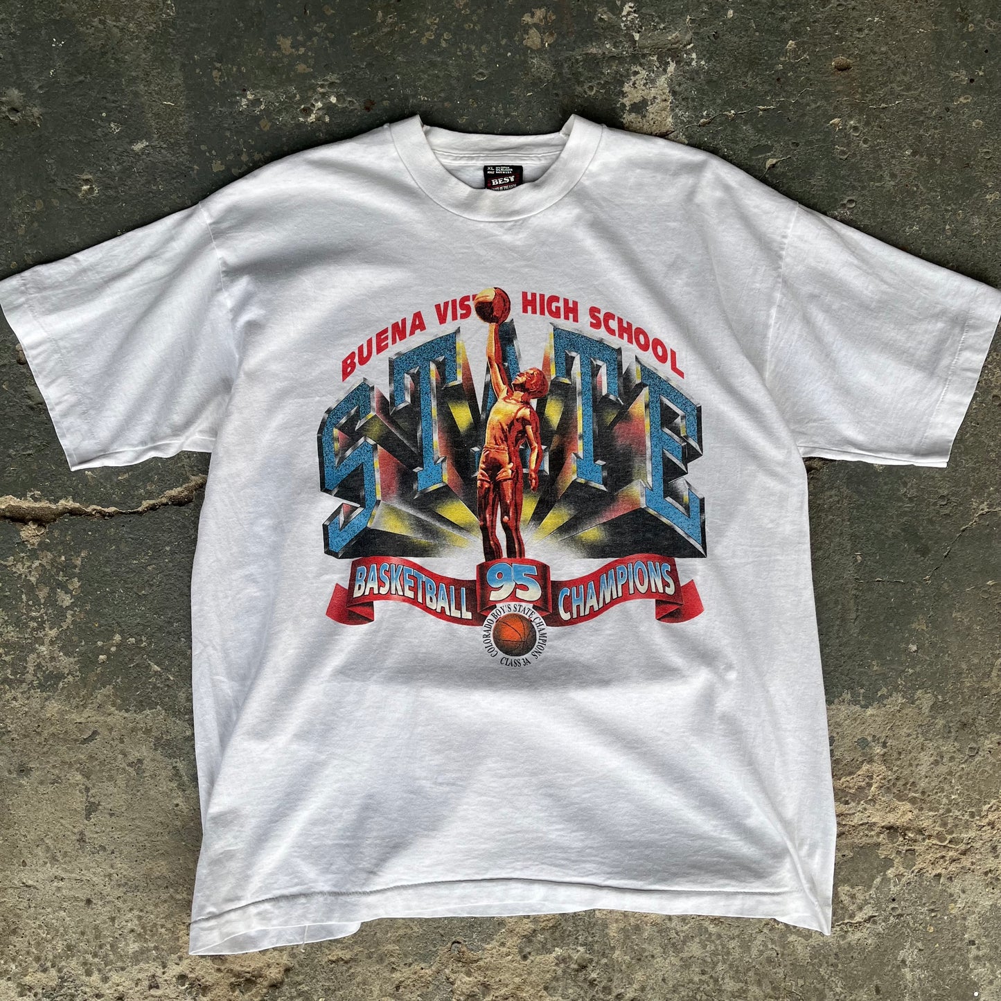 Vintage College T-Shirt Basketball USA Graphic Single Stitch Tee