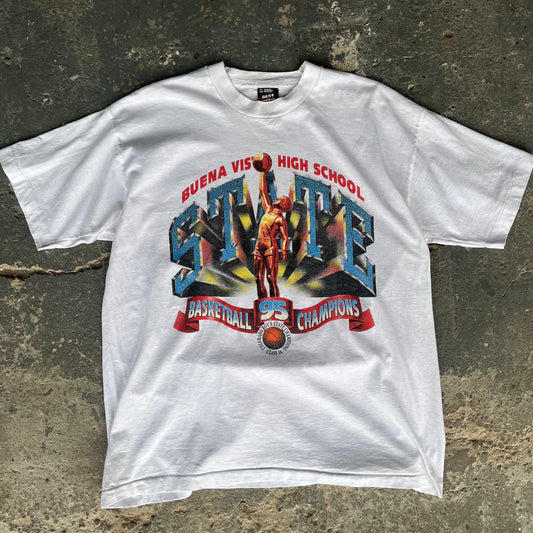 Vintage College T-Shirt Basketball USA Graphic Single Stitch Tee