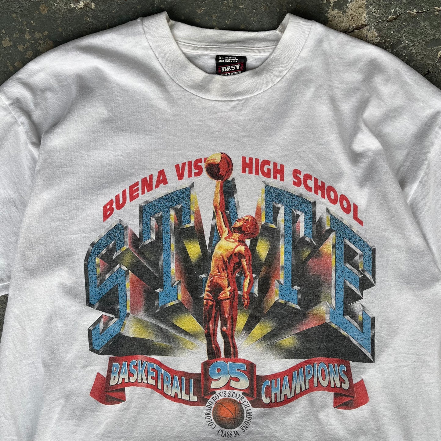 Vintage College T-Shirt Basketball USA Graphic Single Stitch Tee